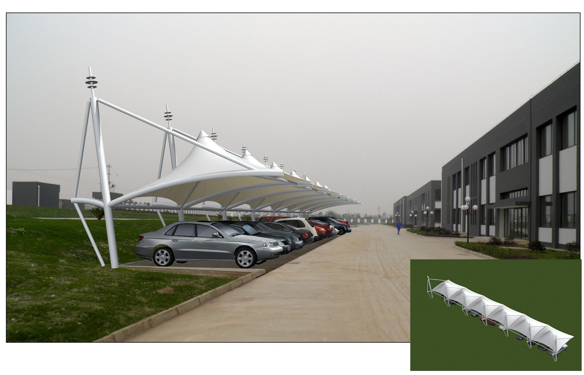 膜結(jié)構(gòu)車棚表面裁剪縫時(shí)要注意什么?_車棚_非凡膜結(jié)構(gòu)